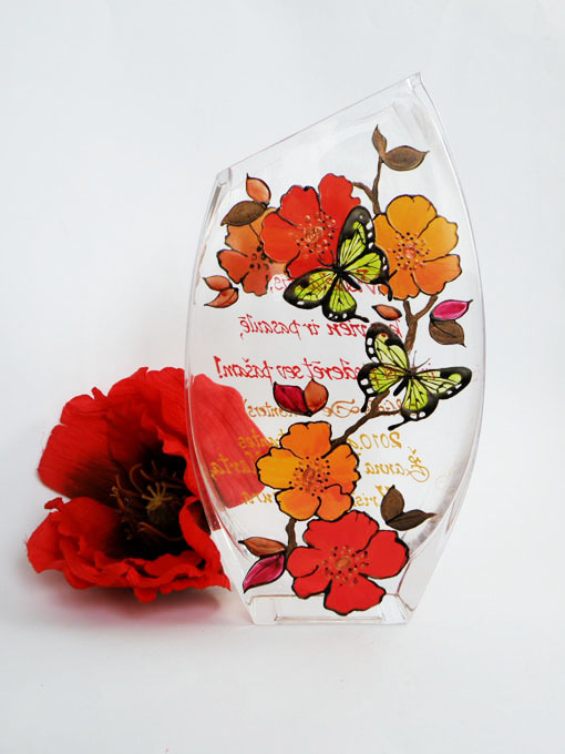 Hand painted decorative vase Gorgeous butterflies